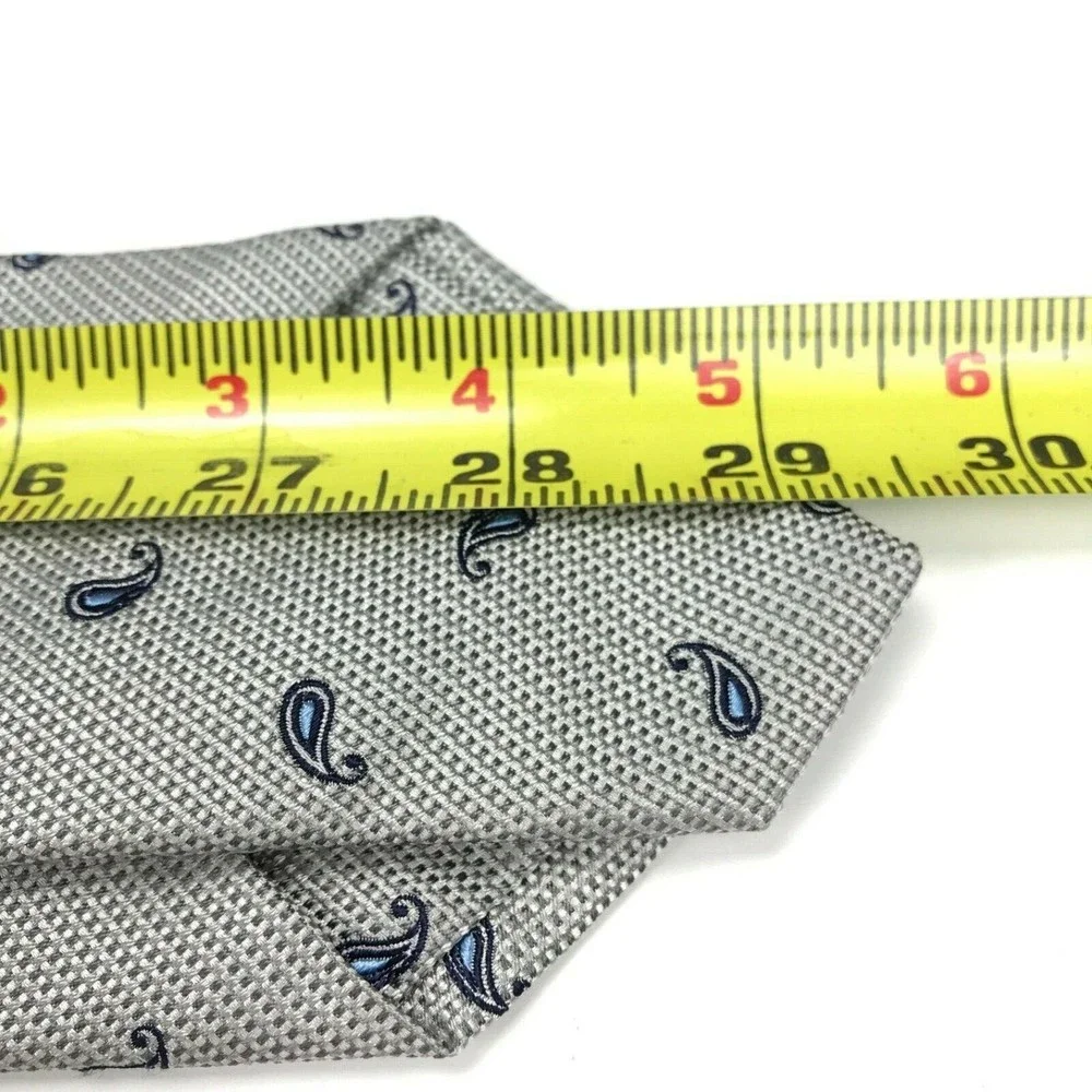 Jos. A. Bank Signature Collection Silk Gray/Silver Black Paisley Necktie NWT